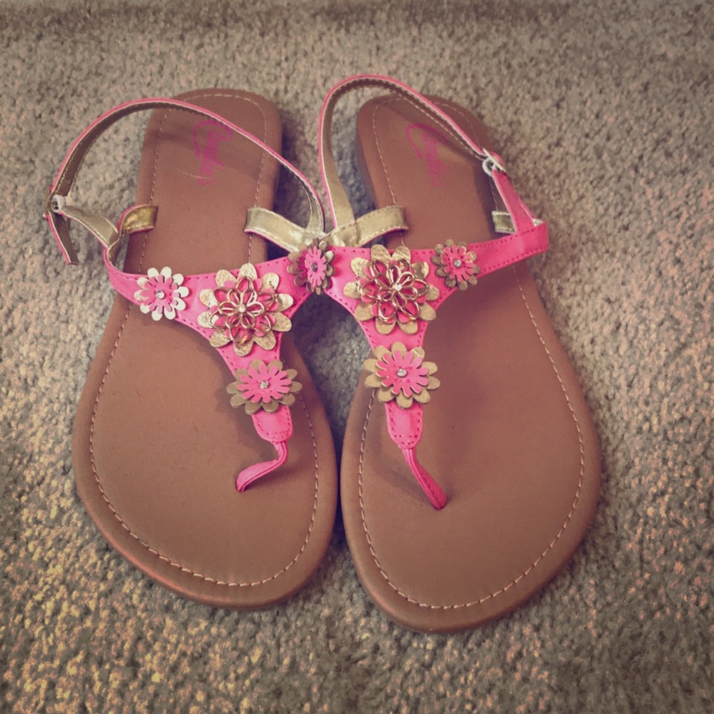 Pink and gold sandals